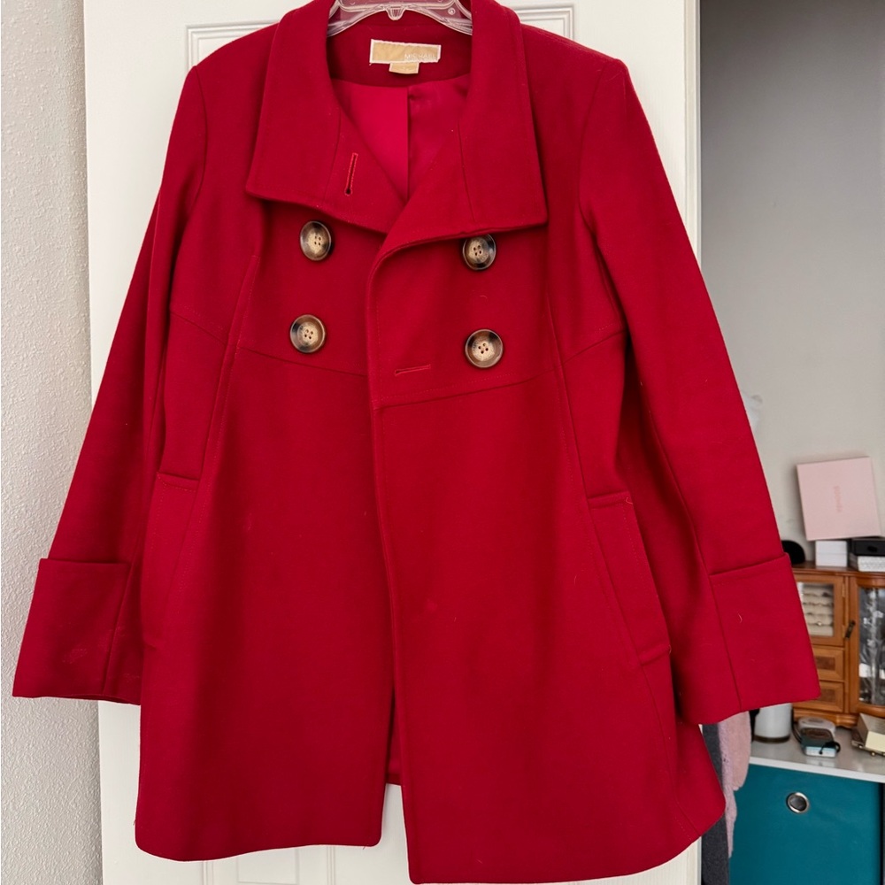 Michael Kors Red Pea Coat Size 8